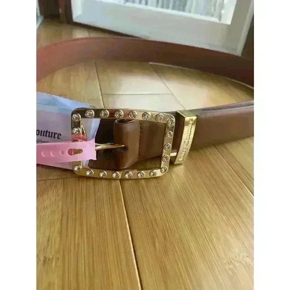 Nwt juicy‎ COUTURE 𝅺Brown Studded Buckle Belt, Large